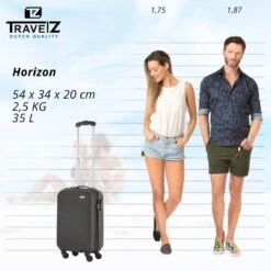 TravelZ Horizon Handbagagekoffer - 54cm Handbagage Trolley Met Gevoerde Binnenkant - Zwart -Trolley Winkel 1200x1199 14