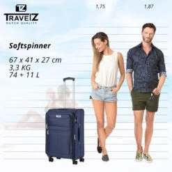 Travelz Softspinner TSA Reiskoffer 67cm - Zachte Reiskoffer Met Expander - Blauw -Trolley Winkel 1200x1199 4