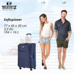 Travelz Softspinner TSA Reiskoffer 77cm - Zachte Reiskoffer Met Expander 104 + 16 Ltr - Blauw -Trolley Winkel 1200x1199 5