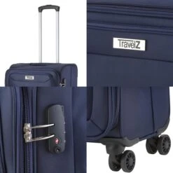 TravelZ Softspinner TSA Kofferset - 2-delig Handbagage + Grote Koffer 77cm - Dubbele Wielen - Blauw -Trolley Winkel 1200x1200 1009