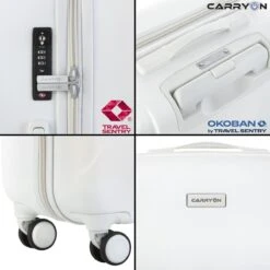 CarryOn Skyhopper Reiskoffer - 68.5cm TSA Trolley Met OKOBAN - Wit -Trolley Winkel 1200x1200 120