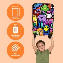 NoBoringSuitcases.com® Koffer - Monster - Bloemen - Regenboog - Design - Grappig - Past Binnen 55x40x20 Cm En 55x35x25 Cm - Handbagage - Trolley - Fotokoffer - Cabin Size - Print -Trolley Winkel 1200x1200 1283