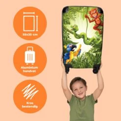 NoBoringSuitcases.com® Koffer - Jungle - Dieren - Groen - Kinderen - Past Binnen 55x40x20 Cm En 55x35x25 Cm - Handbagage - Trolley - Fotokoffer - Cabin Size - Print -Trolley Winkel 1200x1200 1295