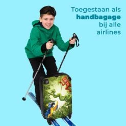 NoBoringSuitcases.com® Koffer - Jungle - Dieren - Groen - Kinderen - Past Binnen 55x40x20 Cm En 55x35x25 Cm - Handbagage - Trolley - Fotokoffer - Cabin Size - Print -Trolley Winkel 1200x1200 1297