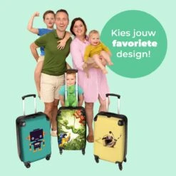 NoBoringSuitcases.com® Koffer - Jungle - Dieren - Groen - Kinderen - Past Binnen 55x40x20 Cm En 55x35x25 Cm - Handbagage - Trolley - Fotokoffer - Cabin Size - Print -Trolley Winkel 1200x1200 1300