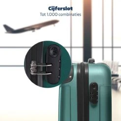 TRVLMORE Koffer - Handbagage - 54x36x20cm - 38L - Donkergroen -Trolley Winkel 1200x1200 1327