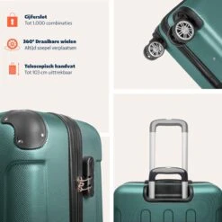 TRVLMORE Koffer - Handbagage - 54x36x20cm - 38L - Donkergroen -Trolley Winkel 1200x1200 1334