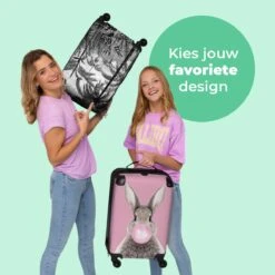 NoBoringSuitcases.com® Koffer - Jungle - Palmboom - Vintage - Zwart Wit - Past Binnen 55x40x20 Cm En 55x35x25 Cm - Handbagage - Trolley - Fotokoffer - Cabin Size - Print -Trolley Winkel 1200x1200 1416