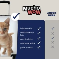 MuchoWow® Koffer - Kat - Rood - Kitten - Meisjes - Kinderen - Jongens - Kindje - Past Binnen 55x40x20 Cm En 55x35x25 Cm - Handbagage - Trolley - Fotokoffer - Cabin Size - Print -Trolley Winkel 1200x1200 149