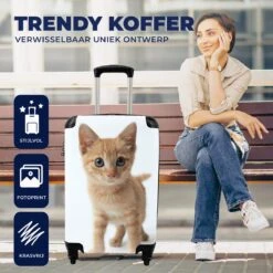 MuchoWow® Koffer - Kat - Rood - Kitten - Meisjes - Kinderen - Jongens - Kindje - Past Binnen 55x40x20 Cm En 55x35x25 Cm - Handbagage - Trolley - Fotokoffer - Cabin Size - Print -Trolley Winkel 1200x1200 151