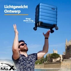 CabinMax Handbagage Koffer - Trolley 30L - Harde Reiskoffer - 45x36x20cm - Lichtgewicht - Groot Capaciteit - Aegean Blue -Trolley Winkel 1200x1200 1622