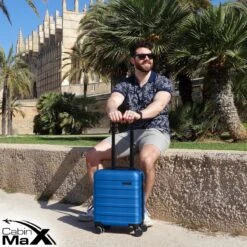 CabinMax Handbagage Koffer - Trolley 30L - Harde Reiskoffer - 45x36x20cm - Lichtgewicht - Groot Capaciteit - Aegean Blue -Trolley Winkel 1200x1200 1625