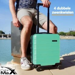 CabinMax Handbagage Koffer - Trolley 30L - Harde Reiskoffer - 45x36x20cm - Lichtgewicht - Groot Capaciteit - Mint Green -Trolley Winkel 1200x1200 1629