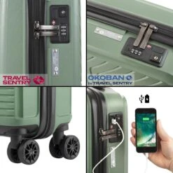 CarryOn Transport Handbagagekoffer - USB Handbagage 55cm - OKOBAN - Dubbele Wielen - Olijf -Trolley Winkel 1200x1200 1669