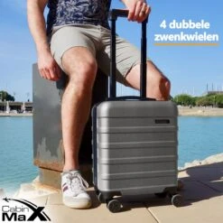 CabinMax Handbagage Koffer - Trolley 30L - Harde Reiskoffer - 45x36x20cm - Lichtgewicht - Groot Capaciteit - Steel Grey -Trolley Winkel 1200x1200 1751