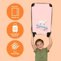 NoBoringSuitcases.com® Kinderkoffer - Trolley Kinderen - Varken - Roze - Skateboard - Kinderen - Meisje - Koffer Dieren - Past Binnen 55x40x20 Cm En 55x35x25 Cm - Reiskoffer Met Wielen -Trolley Winkel 1200x1200 1910