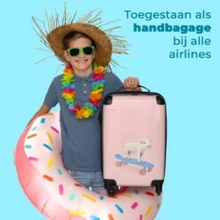 NoBoringSuitcases.com® Kinderkoffer - Trolley Kinderen - Varken - Roze - Skateboard - Kinderen - Meisje - Koffer Dieren - Past Binnen 55x40x20 Cm En 55x35x25 Cm - Reiskoffer Met Wielen -Trolley Winkel 1200x1200 1912