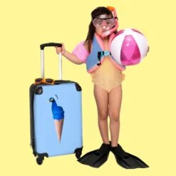 NoBoringSuitcases.com® Koffer - Reiskoffer Met Wielen - Pauw - IJshoorntjes - Blauw - IJs - Vogel - Handbagage Trolley - Past Binnen 55x40x20 Cm En 55x35x25 Cm - Fotokoffer -Trolley Winkel 1200x1200 1921