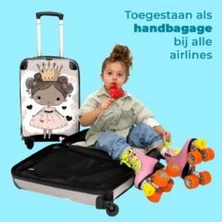 NoBoringSuitcases.com® Kinderkoffer - Trolley Op Wieltjes - Prinses - Hartjes - Kroon - Roze - Meisjes - Koffer Meisje - Past Binnen 55x40x20 Cm En 55x35x25 Cm - Reiskoffer - Fotokoffer -Trolley Winkel 1200x1200 1972