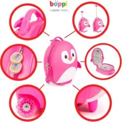 Boppi - Kindertrolley - Pinguïn (roze) - Handbagage - Lichtgewicht - Duurzaam - 17L -Trolley Winkel 1200x1200 1992