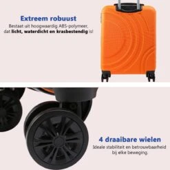 CabinMax Velocity Handbagage Koffer - Uitbreidbaar Trolley 44L - Harde Reiskoffer - 55x40x20/25 Cm - Lichtgewicht - Groot Capaciteit - Oranje -Trolley Winkel 1200x1200 237