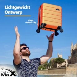 CabinMax Handbagage Koffer - Trolley 30L - Harde Reiskoffer - 45x36x20cm - Lichtgewicht - Groot Capaciteit - Oranje 13 CabinMax Handbagage Koffer - Trolley 30L - Harde Reiskoffer - 45x36x20cm - Lichtgewicht - Groot Capaciteit - Oranje -Trolley Winkel 1200x1200 243