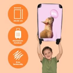 NoBoringSuitcases.com® Kinderkoffer - Hond - Dieren - Kauwgom - Roze - Kinderen - Trolley Kinderen - Past Binnen 55x40x20 Cm En 55x35x25 Cm - Reiskoffer Met Wielen - Koffertje -Trolley Winkel 1200x1200 273