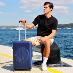 Handbagage Koffer 22"- Reiskoffer Met Wielen - Handbagage Trolley -Harde Reiskoffer- Trolley Met Gevoerde Binnekant- Marineblauw -Trolley Winkel 1200x1200 290