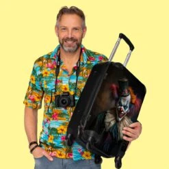 NoBoringSuitcases.com® Koffer Groot - Clown - Hoed - Kraag - Portret - Killer Clown - Trolley Koffer Met TSA-slot - Met Wielen - 90 Liter - Reiskoffer - 66 Cm -Trolley Winkel 1200x1200 361