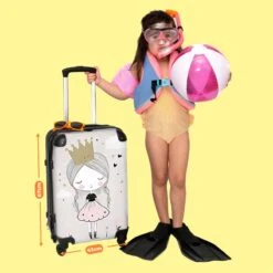 NoBoringSuitcases.com® Koffer Groot - Prinses - Bloemen - Kroon - Meisje - Sterren - Trolley Koffer Met TSA-slot - Met Wielen - 90 Liter - Reiskoffer - 66 Cm -Trolley Winkel 1200x1200 368
