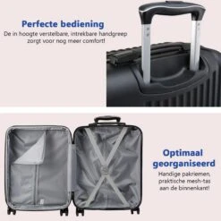 CabinMax Velocity Handbagage Koffer - Uitbreidbaar Trolley 44L - Harde Reiskoffer - 55x40x20/25 Cm - Lichtgewicht - Groot Capaciteit - Zwart -Trolley Winkel 1200x1200 386