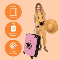 NoBoringSuitcases.com® Koffer Groot - Slak - Roze - Meisjes - Racen - Trolley Koffer Met TSA-slot - Met Wielen - 90 Liter - Reiskoffer - 66 Cm -Trolley Winkel 1200x1200 526