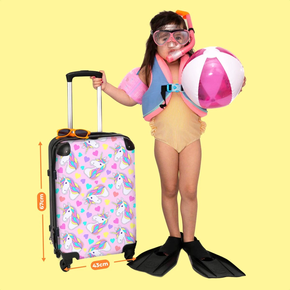 NoBoringSuitcases.com® Koffer Groot - Eenhoorn - Meisje - Patroon - Hartje - Trolley Koffer Met TSA-slot - Met Wielen - 90 Liter - Reiskoffer - 66 Cm 8 NoBoringSuitcases.com® Koffer Groot - Eenhoorn - Meisje - Patroon - Hartje - Trolley Koffer Met TSA-slot - Met Wielen - 90 Liter - Reiskoffer - 66 Cm - Afbeelding 6