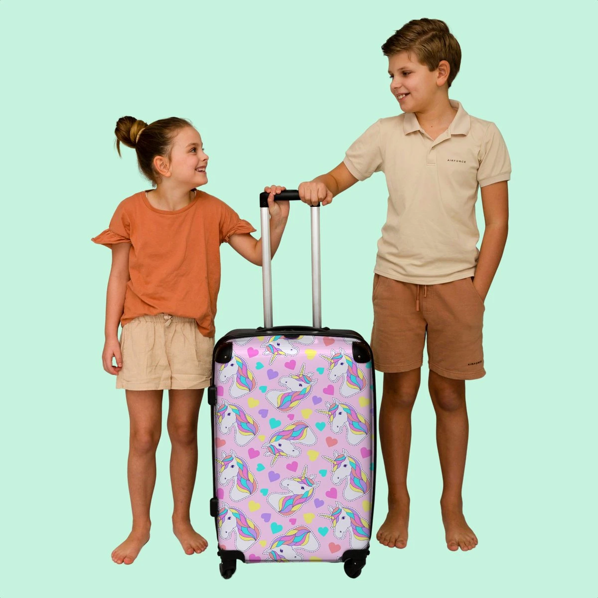 NoBoringSuitcases.com® Koffer Groot - Eenhoorn - Meisje - Patroon - Hartje - Trolley Koffer Met TSA-slot - Met Wielen - 90 Liter - Reiskoffer - 66 Cm 9 NoBoringSuitcases.com® Koffer Groot - Eenhoorn - Meisje - Patroon - Hartje - Trolley Koffer Met TSA-slot - Met Wielen - 90 Liter - Reiskoffer - 66 Cm - Afbeelding 7