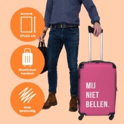 NoBoringSuitcases.com® Koffer Groot - Quotes - Spreuken - Mij Niet Bellen. - Roze - Wit - Trolley Koffer Met TSA-slot - Met Wielen - 90 Liter - Reiskoffer - 66 Cm 12 NoBoringSuitcases.com® Koffer Groot - Quotes - Spreuken - Mij Niet Bellen. - Roze - Wit - Trolley Koffer Met TSA-slot - Met Wielen - 90 Liter - Reiskoffer - 66 Cm -Trolley Winkel 1200x1200 619