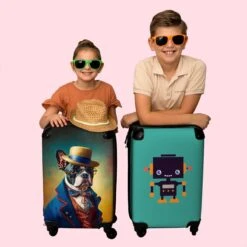 NoBoringSuitcases.com® Koffer - Hond - Kleding - Accessoires - Verf - Portret - Kinderen - Reiskoffer Met Wielen - Kinderkoffer - Fotokoffer - Past Binnen 55x40x20 Cm En 55x35x25 Cm - Trolley Handbagage Lichtgewicht -Trolley Winkel 1200x1200 88