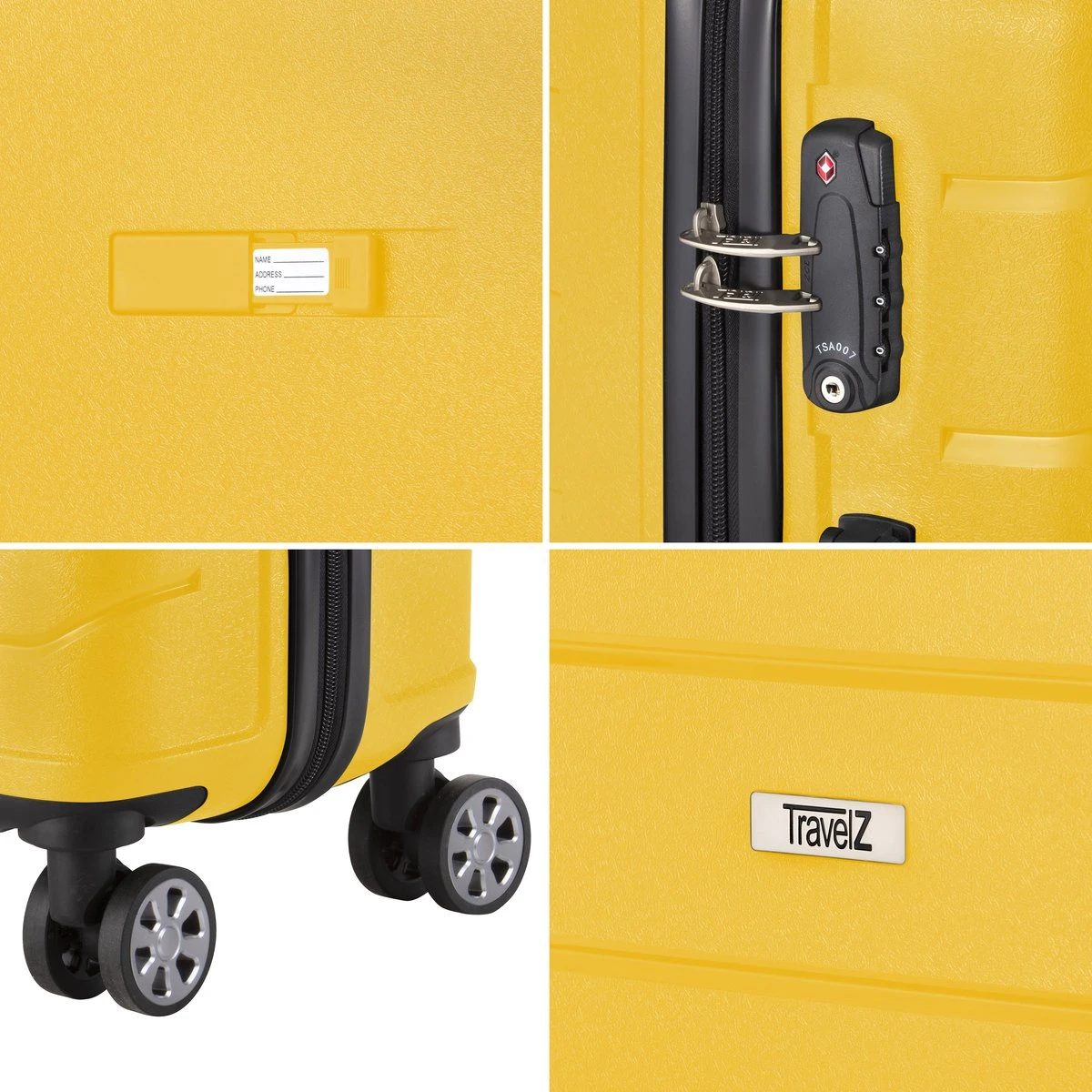 TravelZ Big Bars Kofferset - Trolleyset TSA 2-delig - Handbagage En Groot - Geel 7 TravelZ Big Bars Kofferset - Trolleyset TSA 2-delig - Handbagage En Groot - Geel - Afbeelding 5