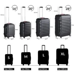 Monzana Kofferset - 4 Stuks S M L XL Met Wielen Cijferslot - Zwart -Trolley Winkel 1200x1200 934