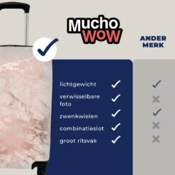 MuchoWow® Koffer - Marmer - Roze - Luxe - Marmerlook - Glitter - Design - Past Binnen 55x40x20 Cm En 55x35x25 Cm - Handbagage - Trolley - Fotokoffer - Cabin Size - Print -Trolley Winkel 1200x1200 95