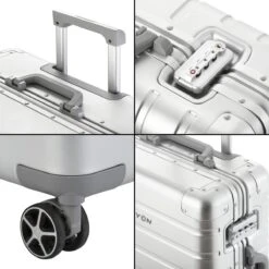 CarryOn Kofferset ULD - Luxe Aluminium Handbagage Koffer 55cm + 76cm Grote Reiskoffer - Dubbel TSA Slot - Zilver -Trolley Winkel 1200x1200 990