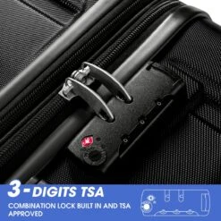 Merax 3-delig Kofferset Met TSA Slot - Trolleyset ABS 40L, 70L & 110 Liter - Zwart -Trolley Winkel 1200x1200 991