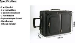 Zakelijke Handbagage Zwart - Laptopvak - Documentenvak - Businesstrolley - Pilotenkoffer - Laptop Trolley -Trolley Winkel 1200x687