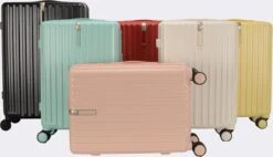 TOP AA Reis Kofferset - Trolleyset 3-delig Met TSA Slot Aluminum Frame, Kleine Cabine En Groot, ABS Luggage, (20+24+28 Inches 3 Pc Set), Roze/pink -Trolley Winkel 1200x689