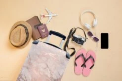 MuchoWow® Koffer - Marmer - Roze - Luxe - Marmerlook - Glitter - Design - Past Binnen 55x40x20 Cm En 55x35x25 Cm - Handbagage - Trolley - Fotokoffer - Cabin Size - Print -Trolley Winkel 1200x800 1