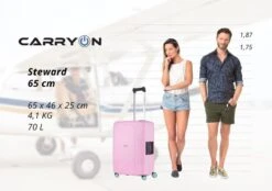 CarryOn Steward TSA Reiskoffer - 65cm Trolley Met Kliksloten - Dubbele Wielen - Roze -Trolley Winkel 1200x847 1