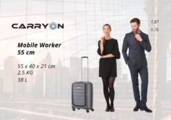 CarryOn Mobile Worker Handbagage Koffer 55cm TSA | Zakelijke Trolley Met Laptopvak Grijs -Trolley Winkel 1200x847