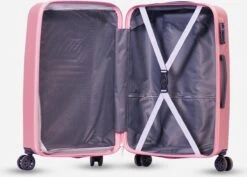 ©TROLLEYZ - Ibiza No.3 - Reiskoffer 78cm Met TSA Slot - Dubbele Wielen - 360° Spinners - 100% ABS - Reiskoffer In Cosmopolitan Pink -Trolley Winkel 1200x862