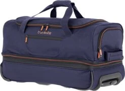 Travelite Basics Wheeled Duffle 55cm Expandable Navy/Orange -Trolley Winkel 1200x875 4