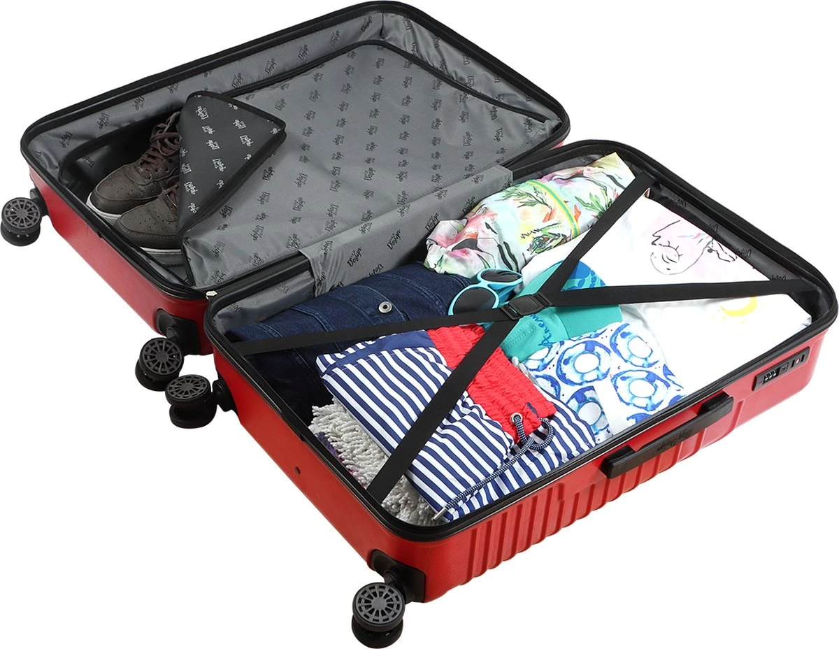 Biggdesign Cats Handbagage - Reiskoffer - Koffer - Rood 6 Biggdesign Cats Handbagage - Reiskoffer - Koffer - Rood - Afbeelding 4