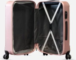 ©TROLLEYZ - Bali No.22 - Reiskoffer 69cm Met TSA Slot - Dubbele Wielen - 360° Spinners - 100% ABS - Reiskoffer In Cosmopolitan Pink -Trolley Winkel 1200x955